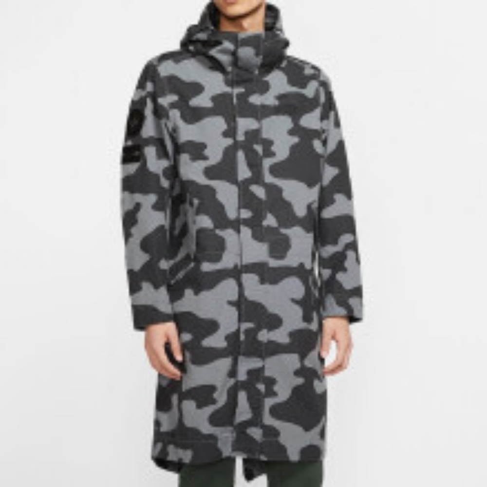 NIKE Sportswear Parka Camo Gray Black Mens 2XL